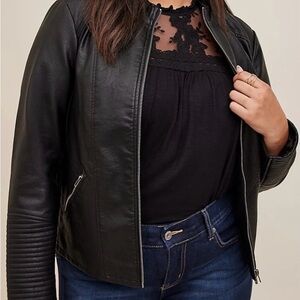 Torrid Women's Black Faux Leather MOTO Jacket Sz 1